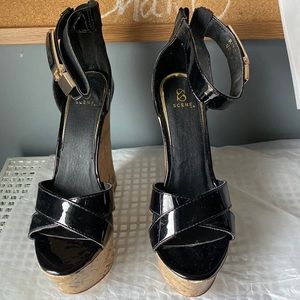 New Womens black Wedges size 9 heel size 5inches